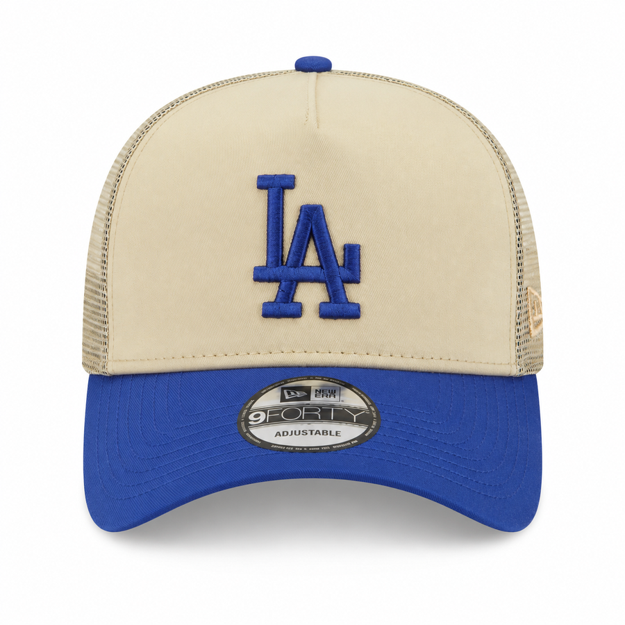 New Era 9FORTY A-Frame Trucker Los Angeles Dodgers "Beige/Blue Two-Tone" Snapback Cap