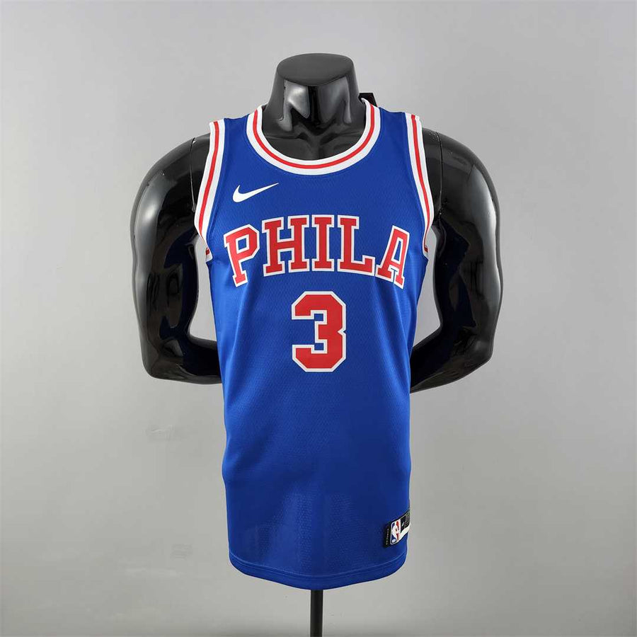 Retro Philadelphia 76ers Iverson #3 crew neck blue NBA Jersey tm